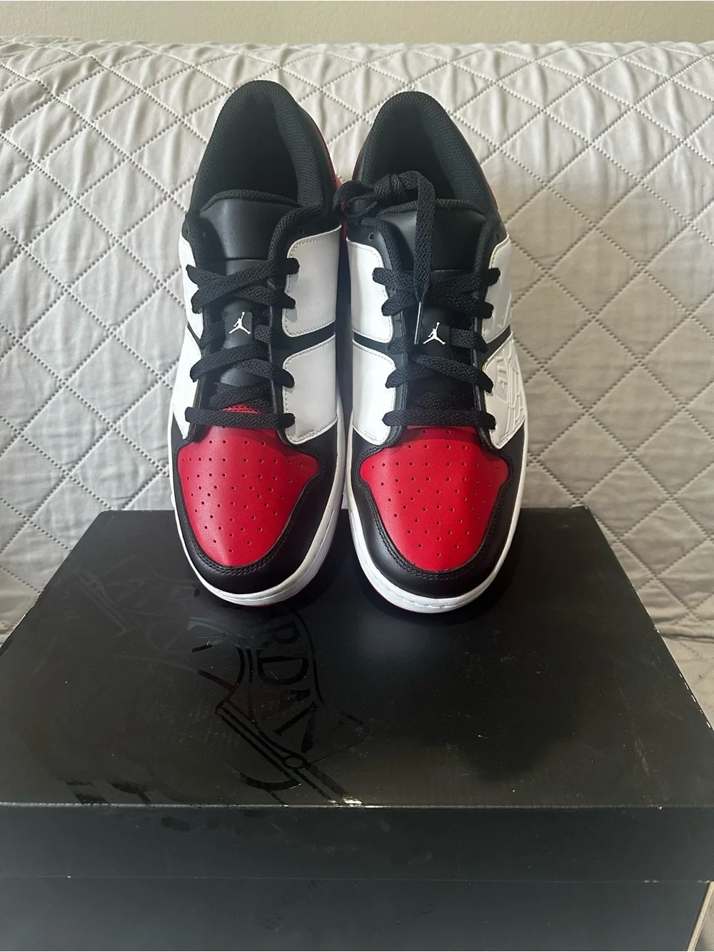 NEW Jordan Nu Retro Low-Top Sneakers in Red, Black & White